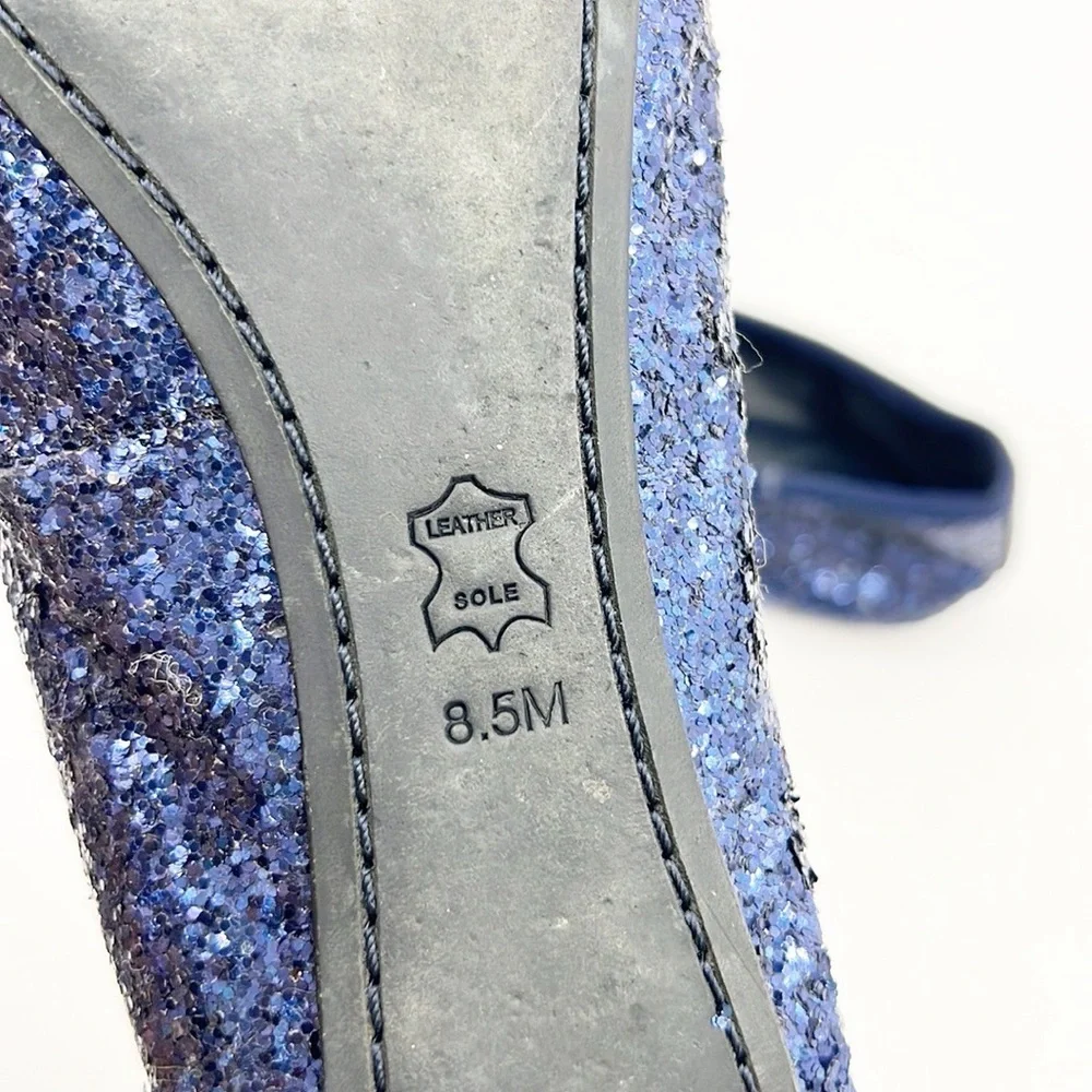 Tory Burch Chelsea Glitter Ballet Flats Navy Blue Size 8.5